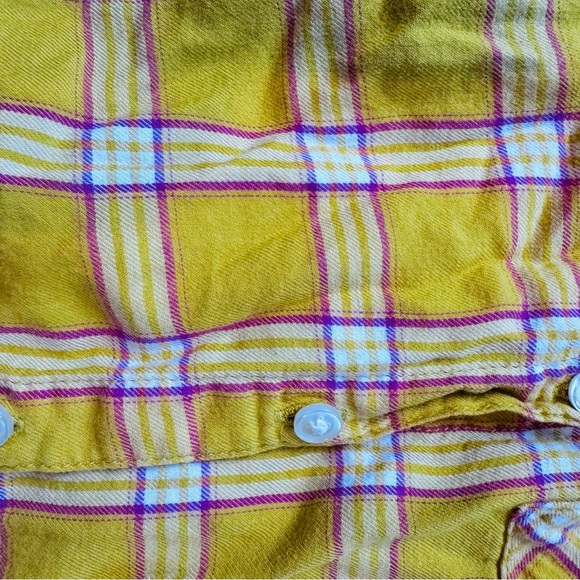 Old Navy Yellow Button Down Shirt Vibrant Plaid Design Plaid Button-Up size 4T - Picture 5 of 7